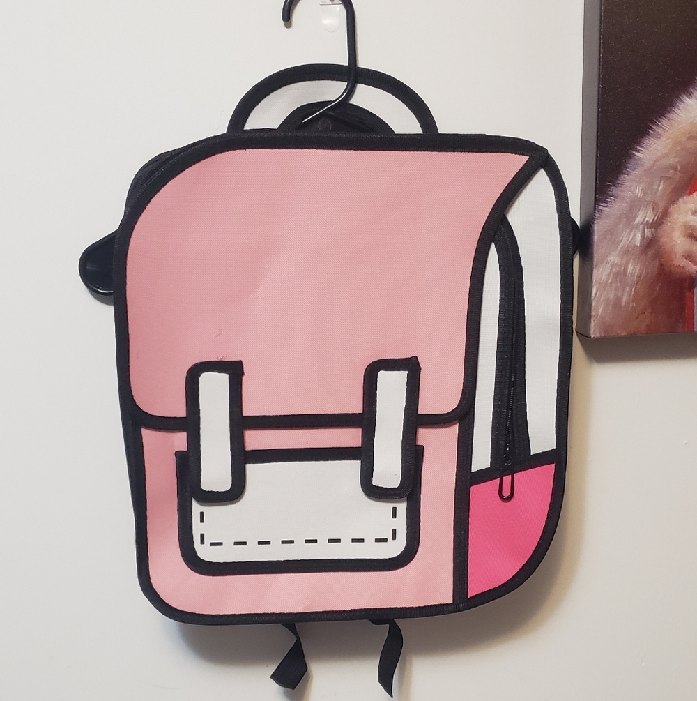 Kids Pink 2D Cartoon-Style Backpack